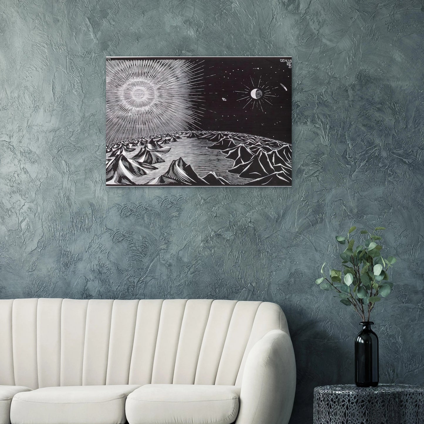 THE 4TH DAY OF THE CREATION - MC Escher Brushed Aluminum Print - 70x100 cm / 28x40 inches | MC Escher Aluminum Print | MC Escher Prints | Maurits Cornelis Escher Prints