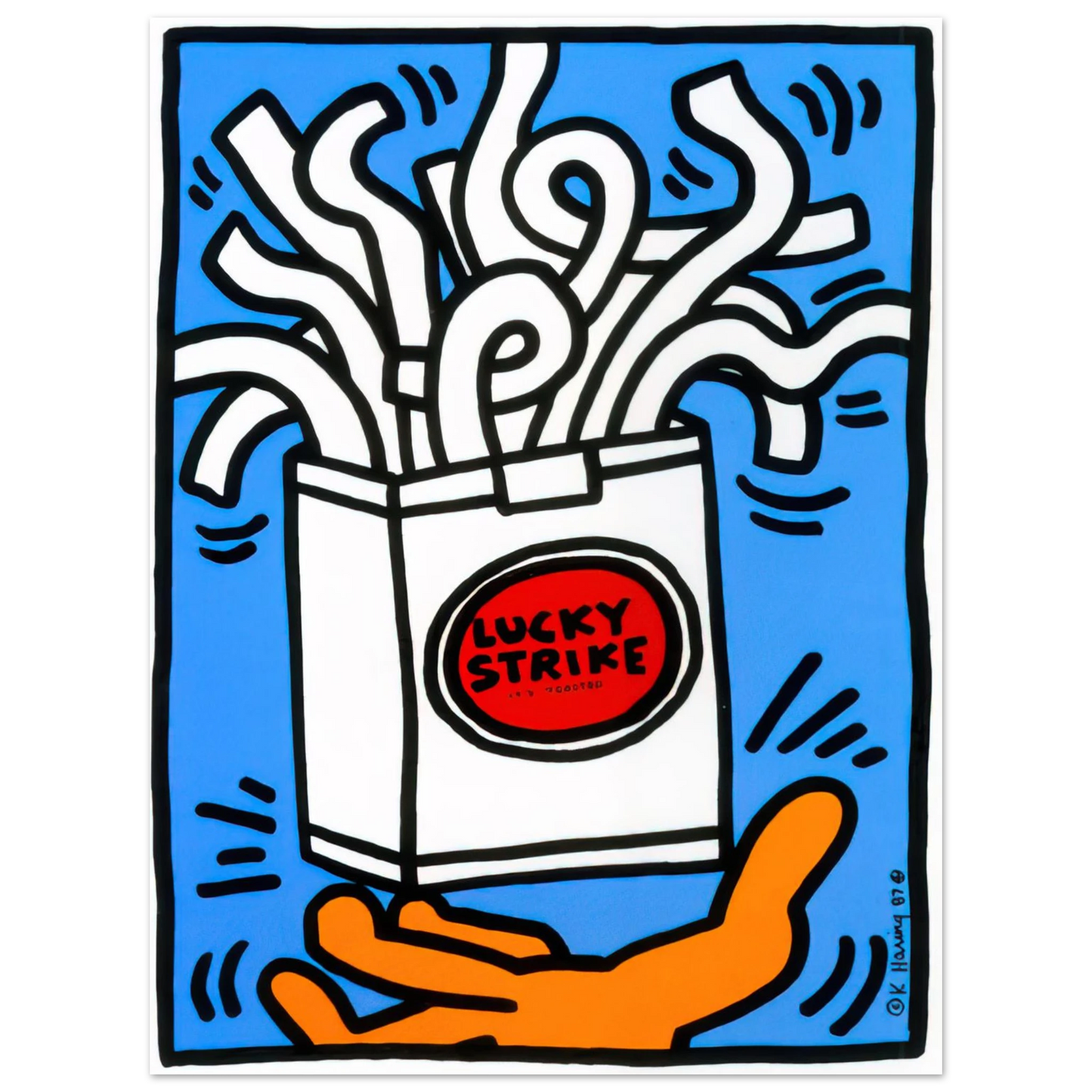 Keith Haring - LUCKY STRIKE 1987  75x100 cm / 30x40inches Fine Art Poster