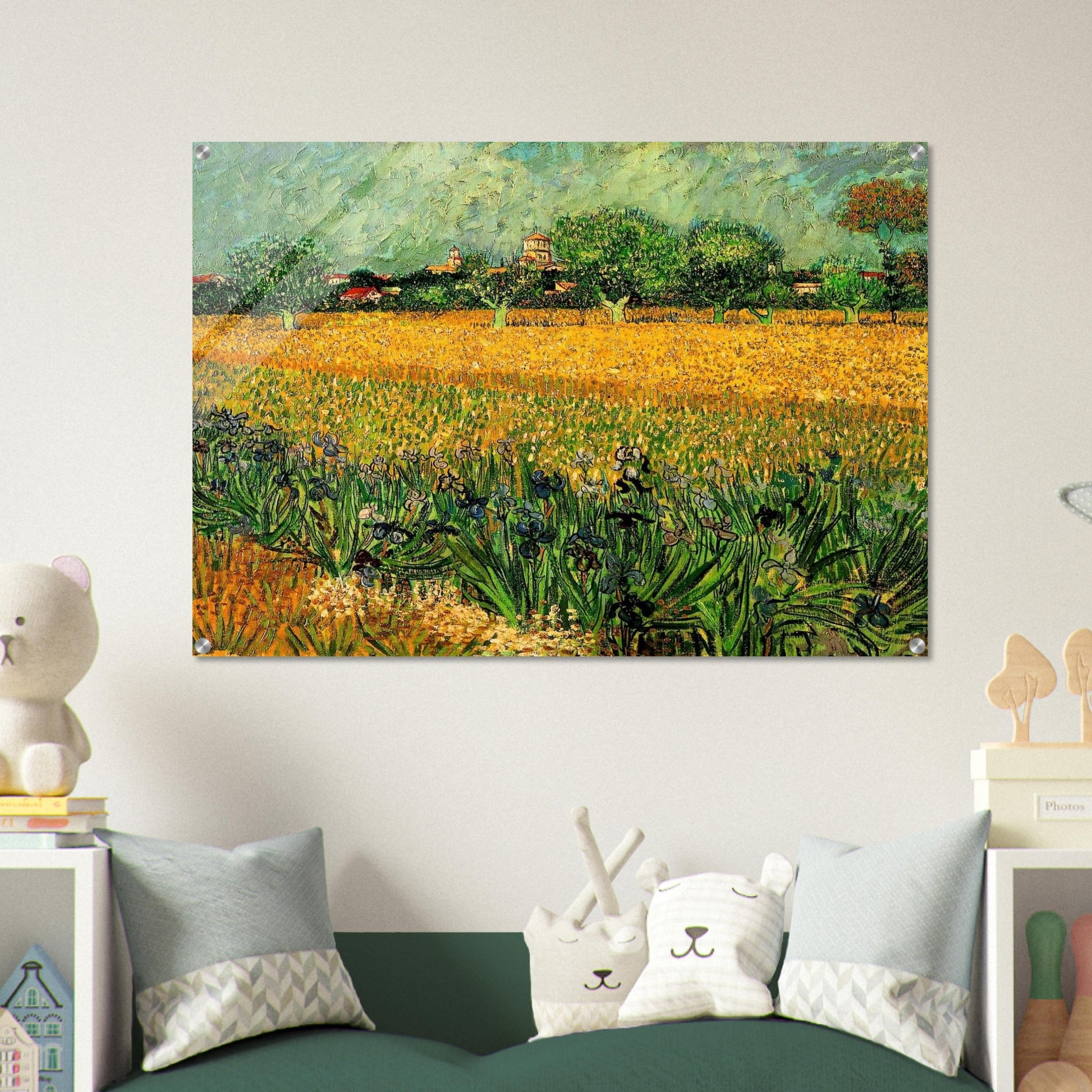 View of Arles with Irises in the Foreground - Vincent van Gogh Acrylic Print - 70x100 cm / 28x40″ inches