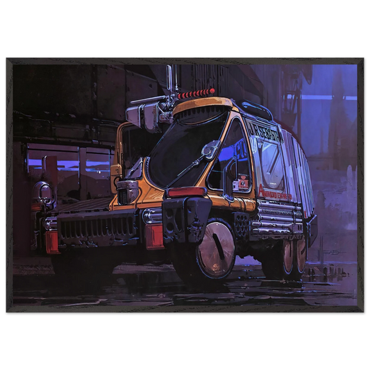 Syd Mead N13 - Syd Mead 70x100 cm / 28x40 inches Framed Art Print – Black Wooden Frame