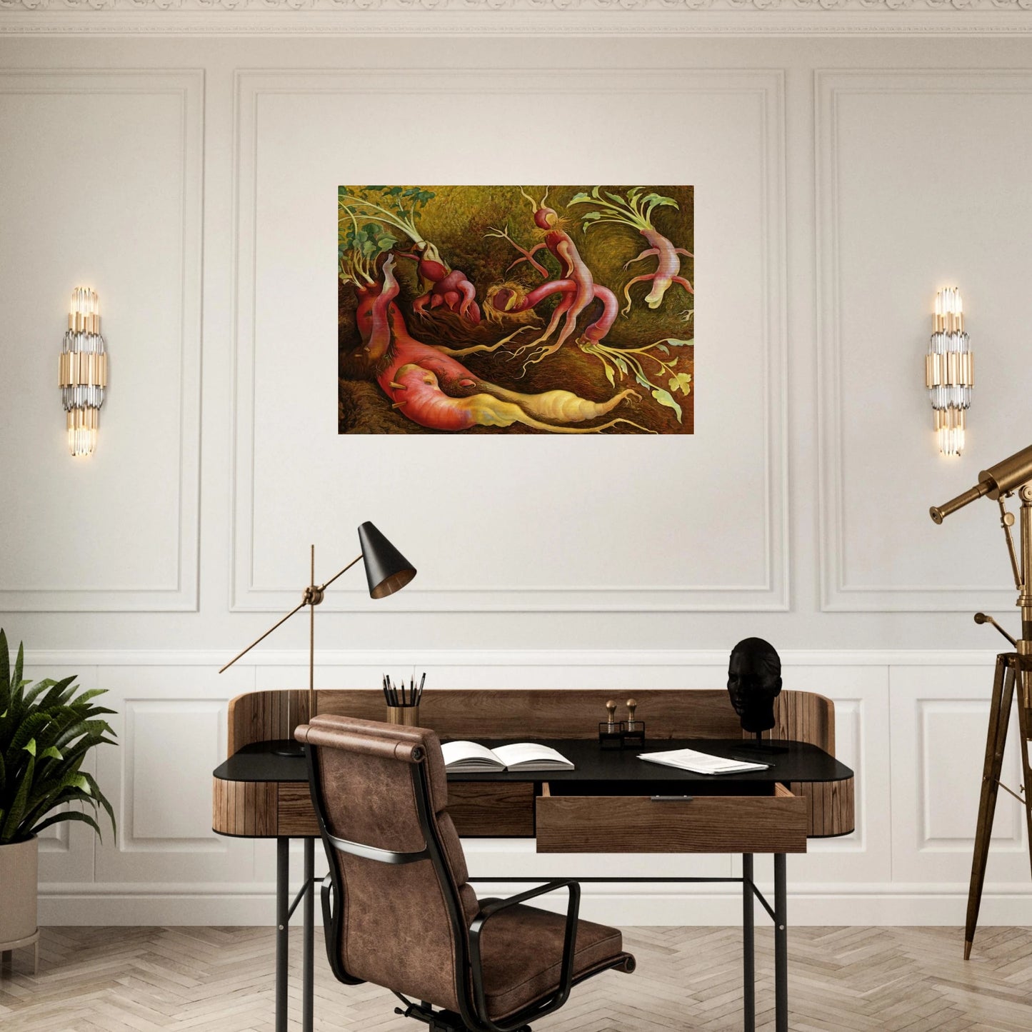 THE TENPTATIONS OF SAINT ANTONY 1947 - Diego Rivera Brushed Aluminum Print - 70x100 cm / 28x40 inches | Diego Rivera Aluminum Print | Diego Rivera Prints
