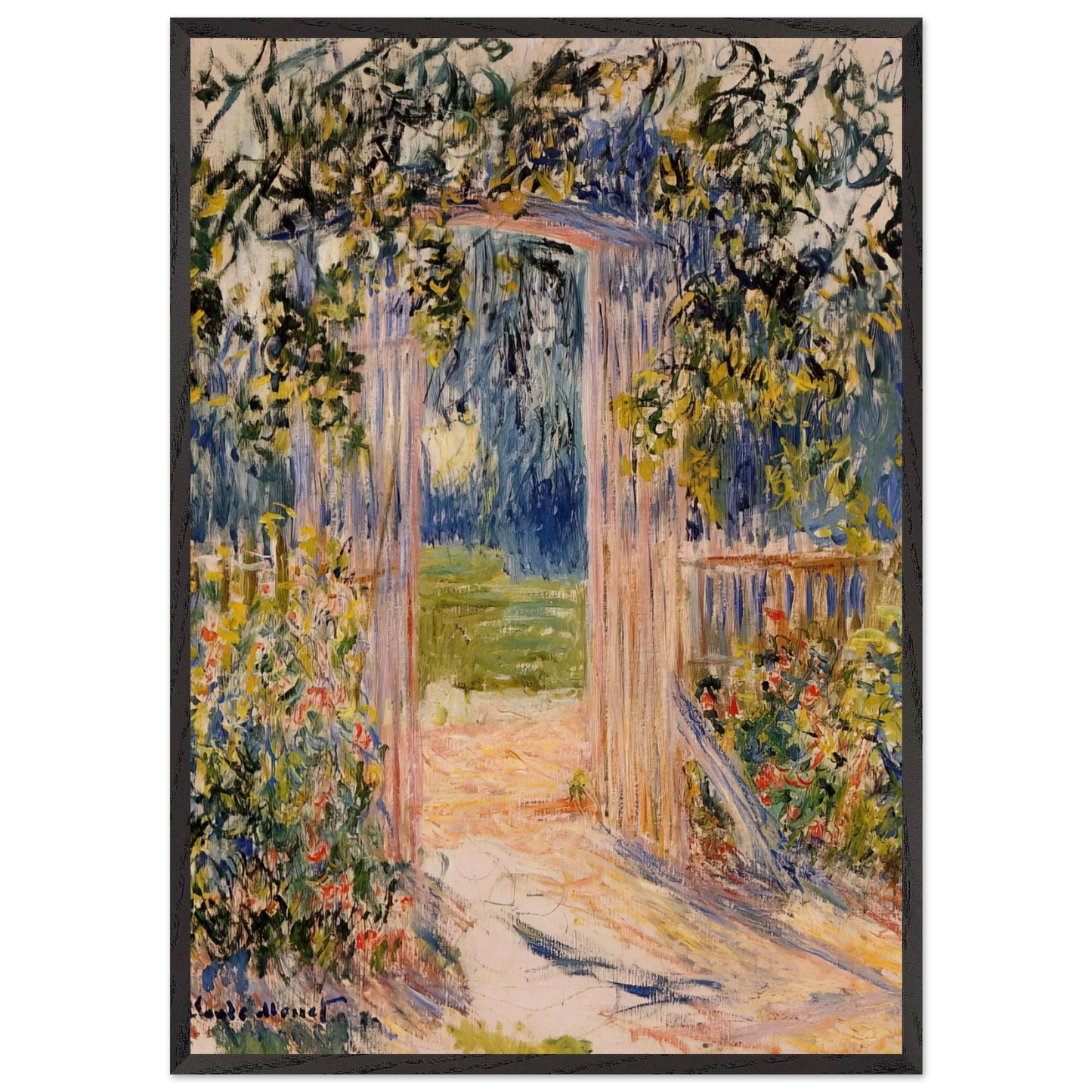 The Garden Gate - claude monet 70x100 cm / 28x40 inches Framed Art Print – Black Wooden Frame