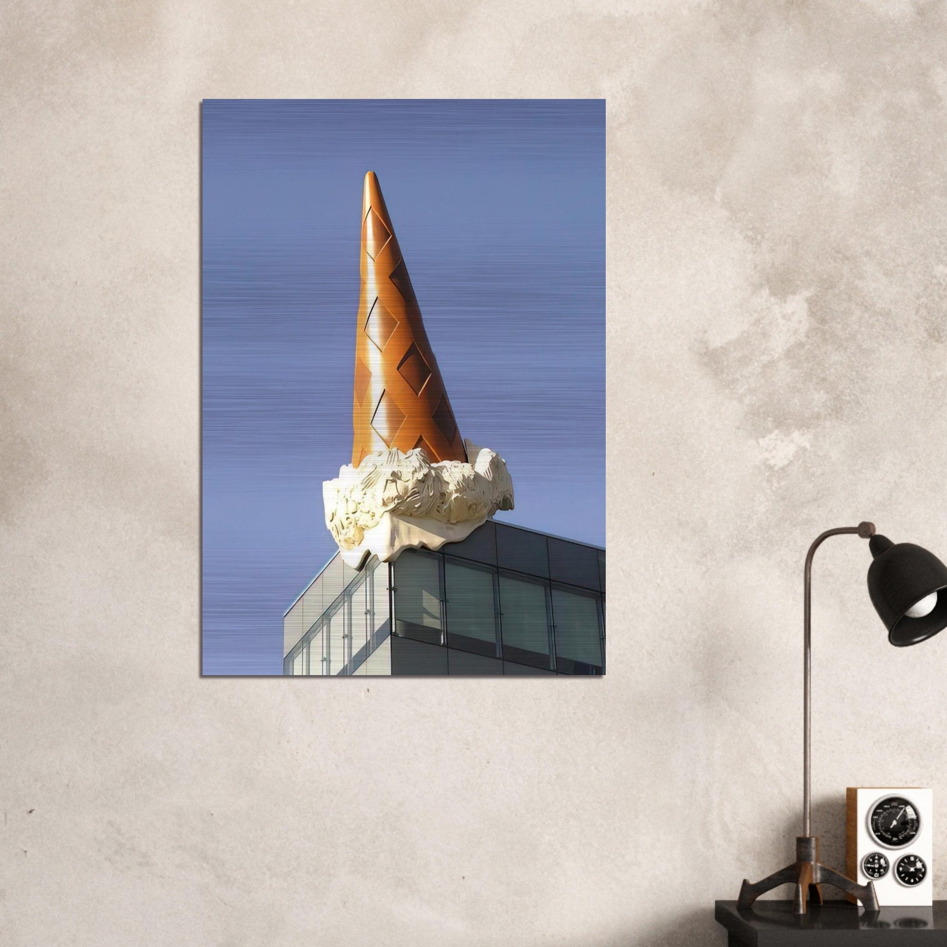 DROPPED CONE COLLABORATION WITH VAN BRUGGEN 2001 - Claes Oldenburg Brushed Aluminum Print - 70x100 cm / 28x40 inches | Claes Oldenburg Aluminum Print | Claes Oldenburg Prints