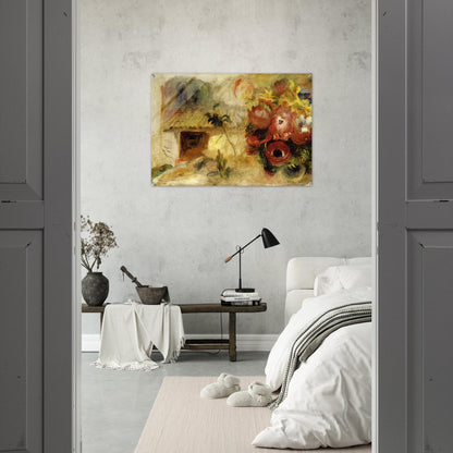 Small House, Buttercups and Diverse Flowers study - Pierre-Auguste Renoir Acrylic Print - 70x100 cm / 28x40″ inches