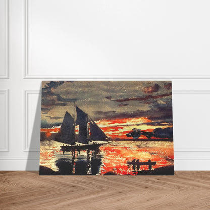 SUNSET FIRES - Winslow Homer Brushed Aluminum Print - 70x100 cm / 28x40 inches | Winslow Homer Aluminum Print | Winslow Homer Prints
