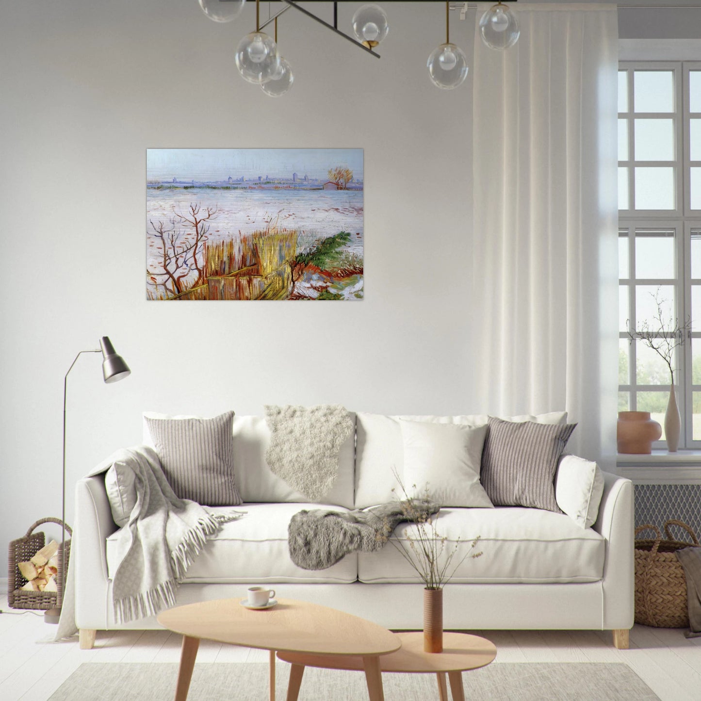 Snowy Landscape with Arles in the Background - Vincent van Gogh Brushed Aluminum Print - 70x100 cm / 28x40 inches | Vincent van Gogh Aluminum Print | Vincent van Gogh Prints