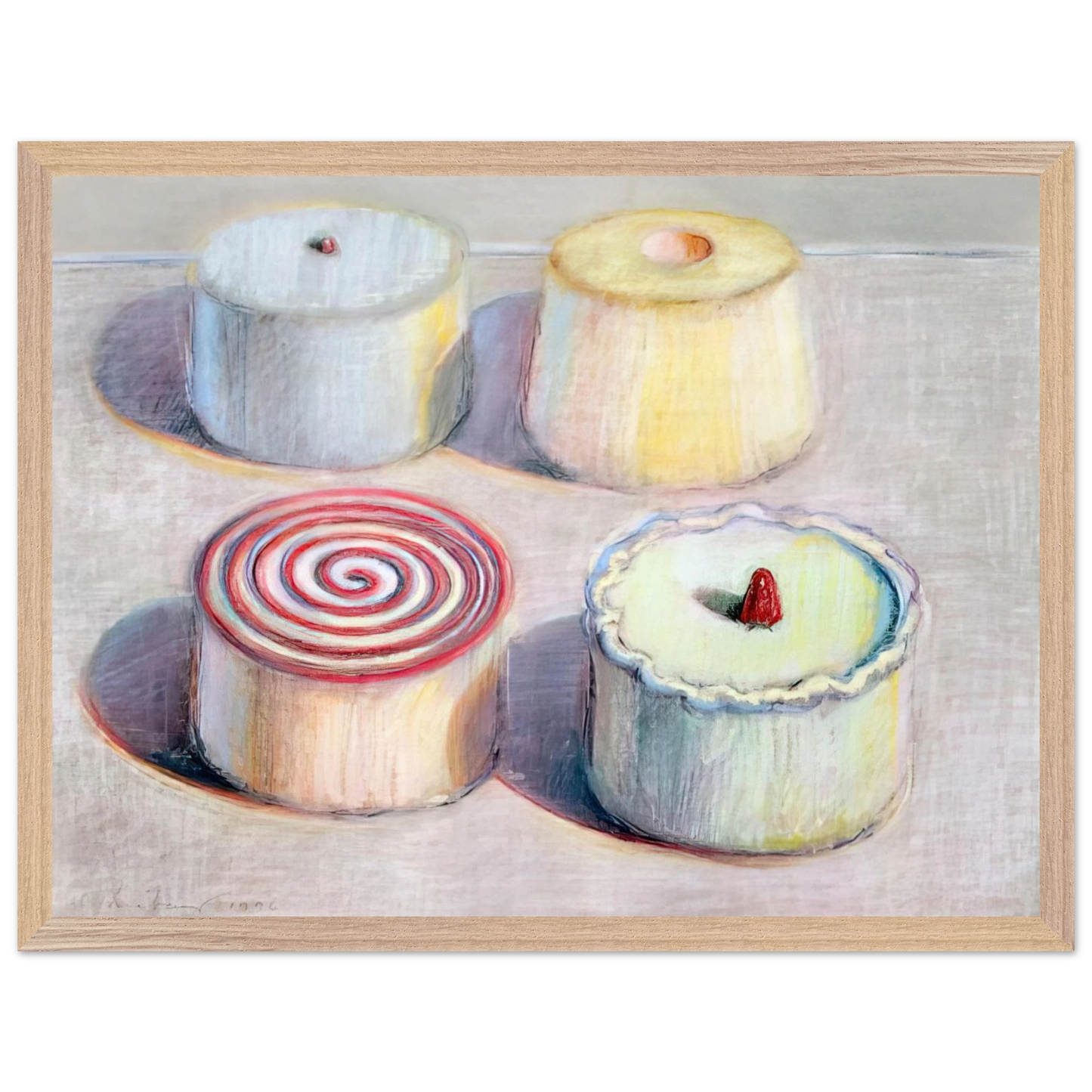 Wayne Thiebaud - Four Cakes - 1996 Wall Art - 30x40 cm / 12x16 inches - Fine Art Poster - -