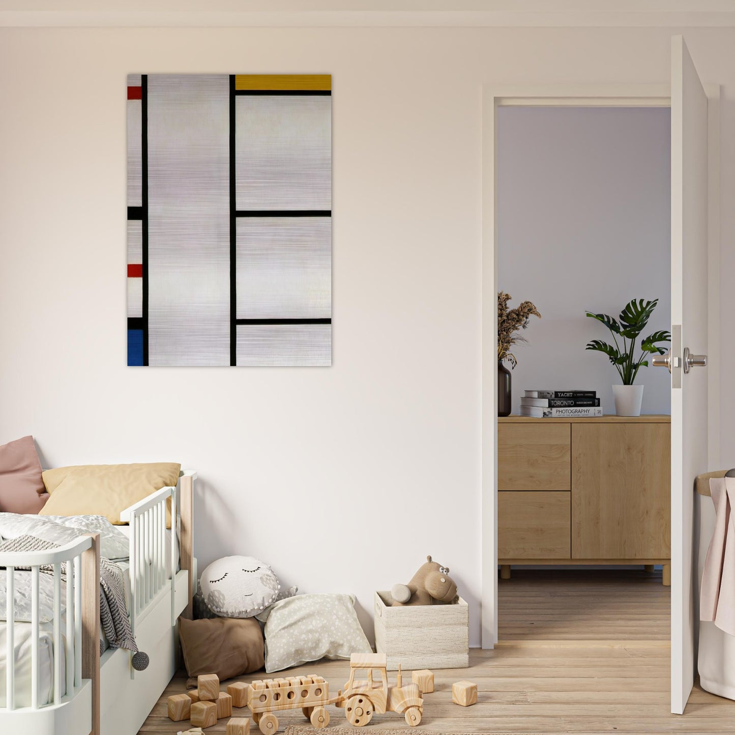 Composition No. III Blanc-Jaune - Piet Mondrian Brushed Aluminum Print - 70x100 cm / 28x40 inches | Piet Mondrian Aluminum Print | Piet Mondrian Prints