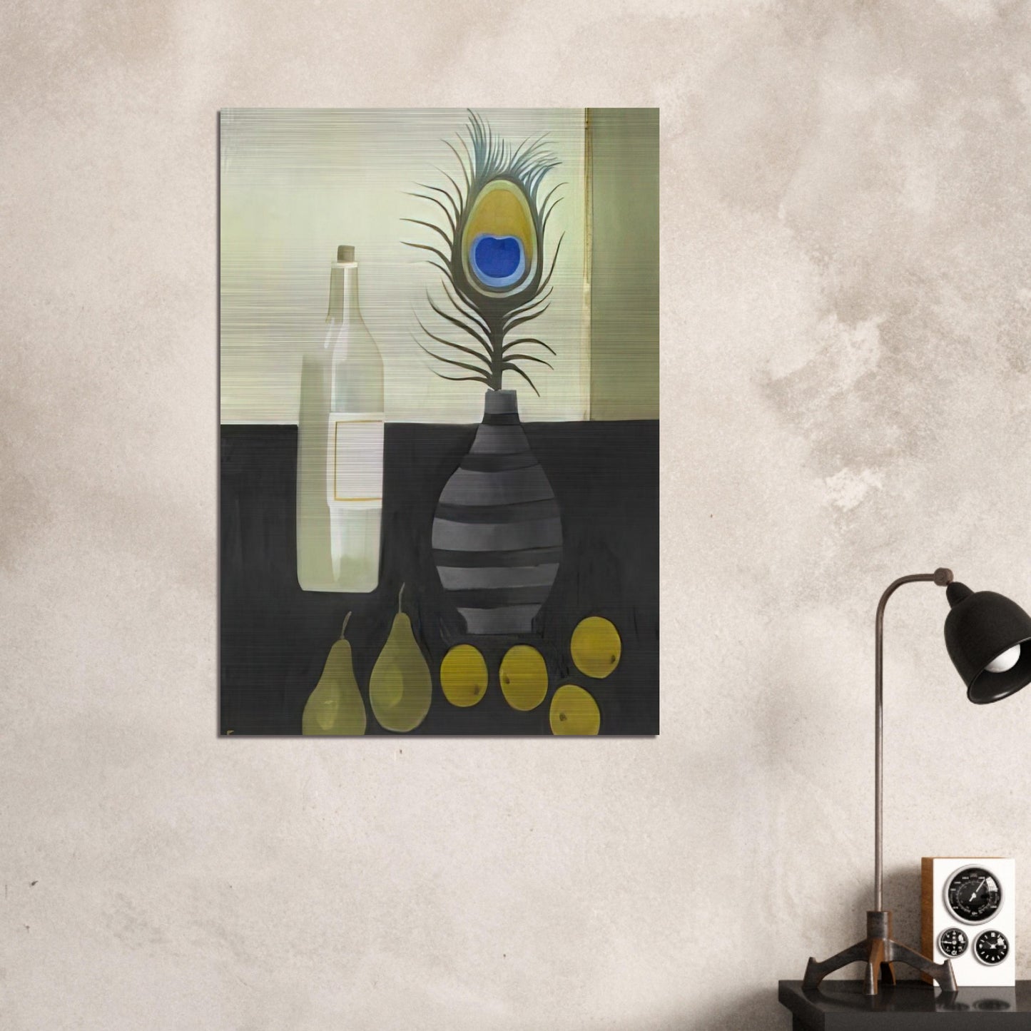 Peacock Feather Still Life - 2009 - Mary Fedden Brushed Aluminum Print - 70x100 cm / 28x40 inches | Mary Fedden Aluminum Print | Mary Fedden Prints