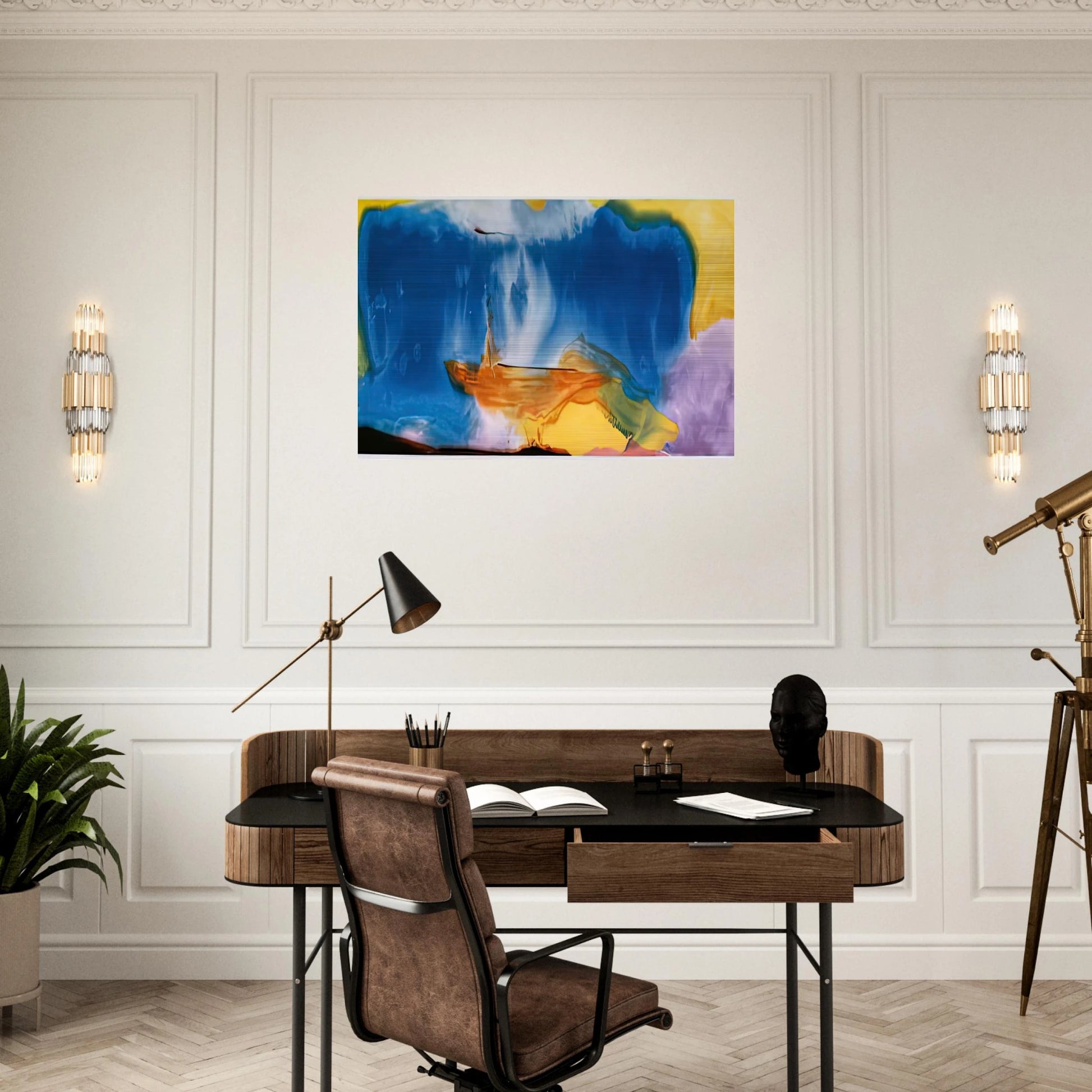 Moveable Blue, 1973- - Helen Frankenthaler Brushed Aluminum Print - 70x100 cm / 28x40 inches | Helen Frankenthaler Aluminum Print | Helen Frankenthaler Prints