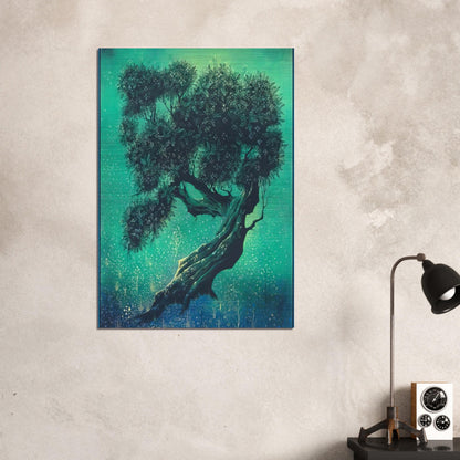 Solitary Bonsai - Eyvind Earle Brushed Aluminum Print - 70x100 cm / 28x40 inches | Eyvind Earle Aluminum Print | Eyvind Earle Prints