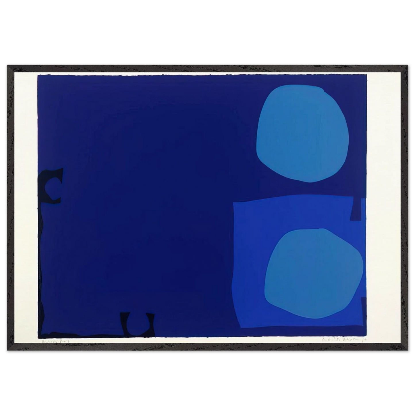 Four Blues Two Discs - 1970 - Patrick Heron 70x100 cm / 28x40 inches Framed Art Print – Black Wooden Frame