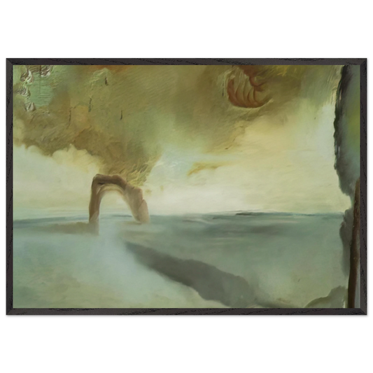 LANDSCAPE WITH ROCK IN THE SHAPE OF A TRIUMPHAL ARCH - Salvador Dali 70x100 cm / 28x40 inches Framed Art Print – Black Wooden Frame