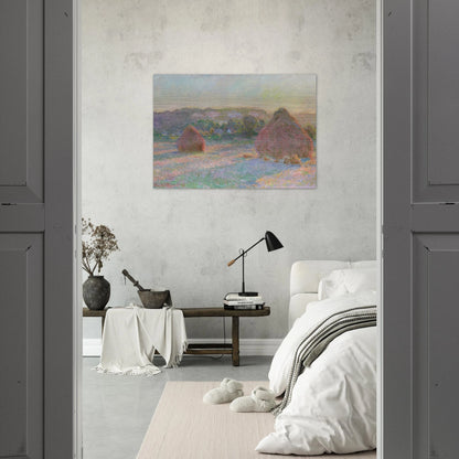 Stacks of Wheat End of Summer - claude monet Brushed Aluminum Print - 70x100 cm / 28x40 inches | claude monet Aluminum Print | claude monet Prints
