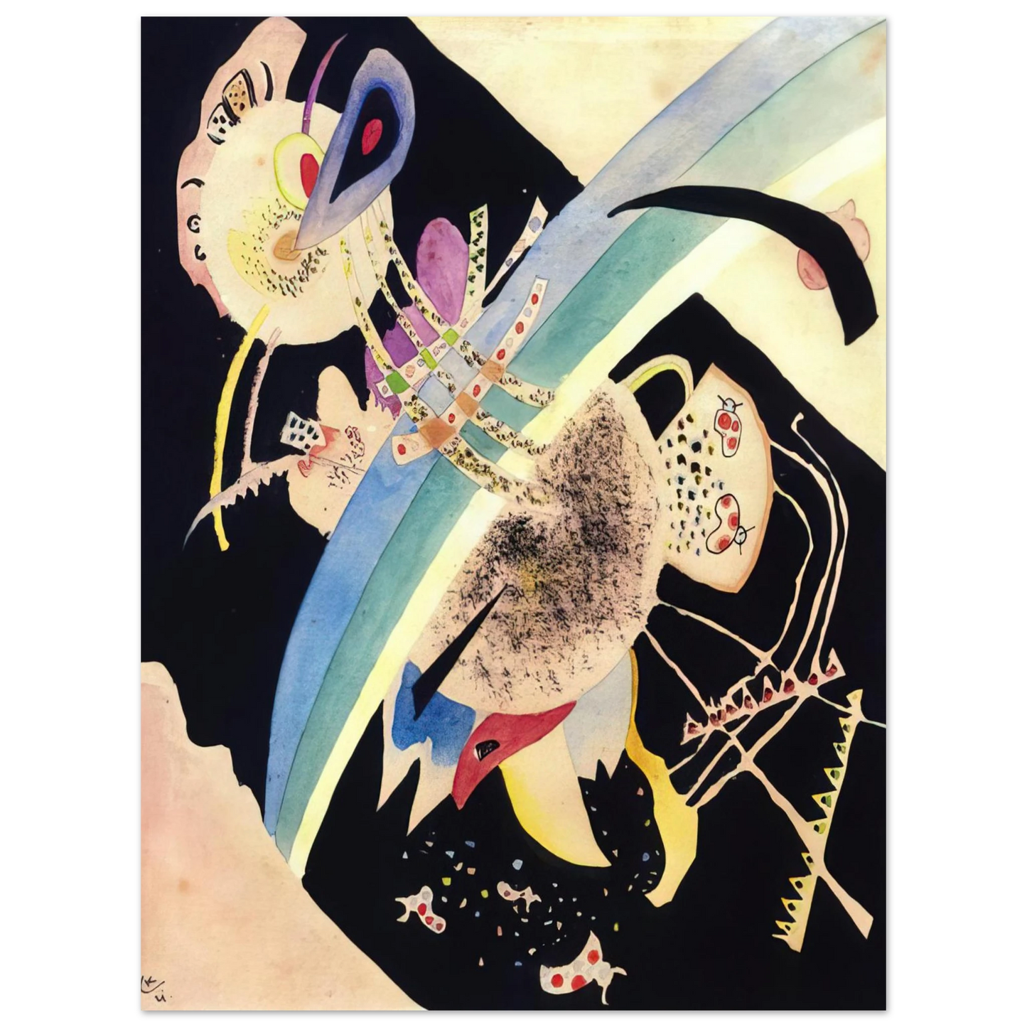Wassily Kandinsky - STUDY FOR CIRCLES ON BLACK 1921  75x100 cm / 30x40inches Fine Art Poster
