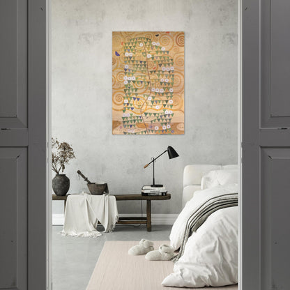 CARTOON FOR THE FRIEZE OF THE VILLA STOCLET IN BRUSSELS RIGHT PART OF THE TREE OF LIFE 1909 - Gustav Klimt Brushed Aluminum Print - 70x100 cm / 28x40 inches | Gustav Klimt Aluminum Print | Gustav Klimt Prints