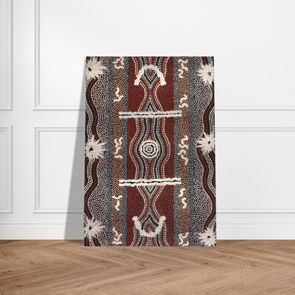 Caterpillar Dreaming - 1998 - Clifford Possum Tjapaltjarri Brushed Aluminum Print - 70x100 cm / 28x40 inches | Clifford Possum Tjapaltjarri Aluminum Print | Clifford Possum Tjapaltjarri Prints