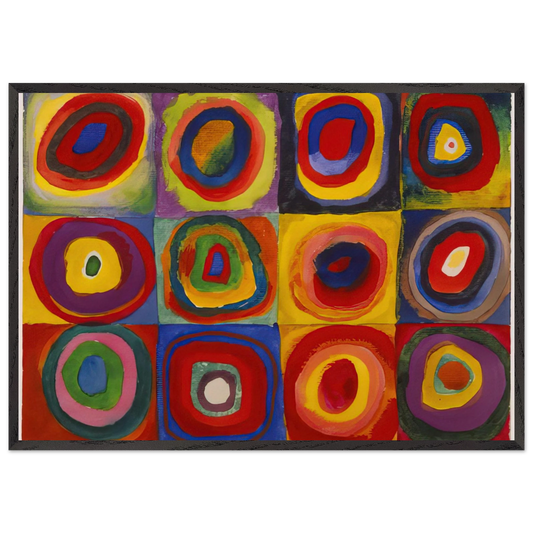 COLOR STUDY SQUARES WITH CONCENTRIC CIRCLES 1913 - Wassily Kandinsky 70x100 cm / 28x40 inches Framed Art Print – Black Wooden Frame
