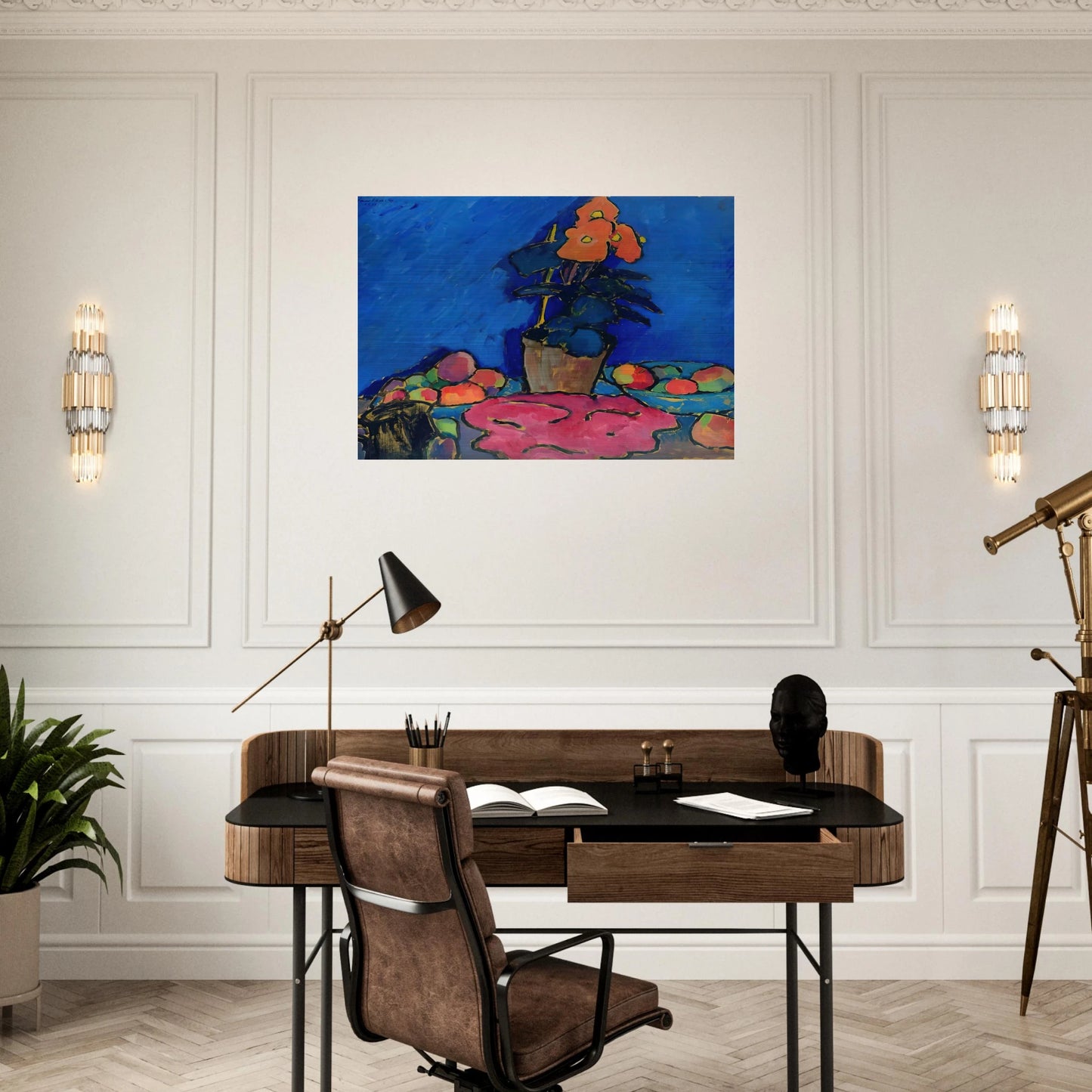 STILL LIFE WITH BEGONIA 1911 - Alexej von Jawlensky Brushed Aluminum Print - 70x100 cm / 28x40 inches | Alexej von Jawlensky Aluminum Print | Alexej von Jawlensky Prints
