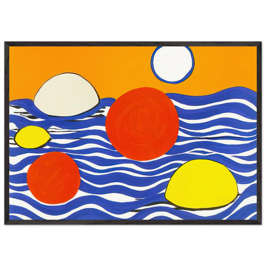 WAVES 1973 - Alexander Calder 70x100 cm / 28x40 inches Framed Art Print – Black Wooden Frame