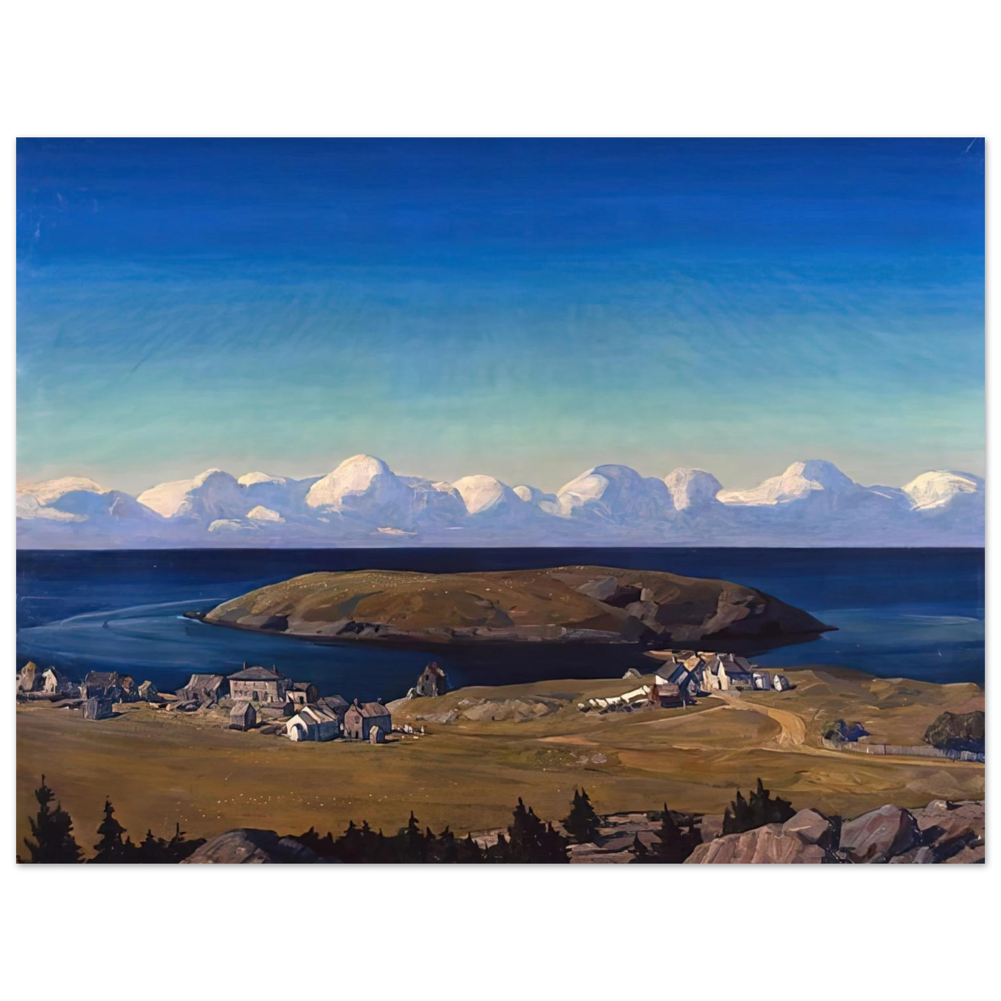 Rockwell Kent - Island Village, Coast of Maine  75x100 cm / 30x40inches Fine Art Poster