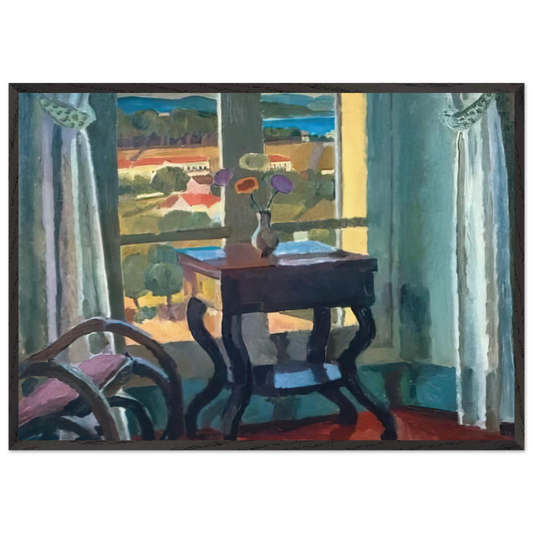 INTERIOR WITH A TABLE 1921 - Vanessa Bell 70x100 cm / 28x40 inches Framed Art Print – Black Wooden Frame