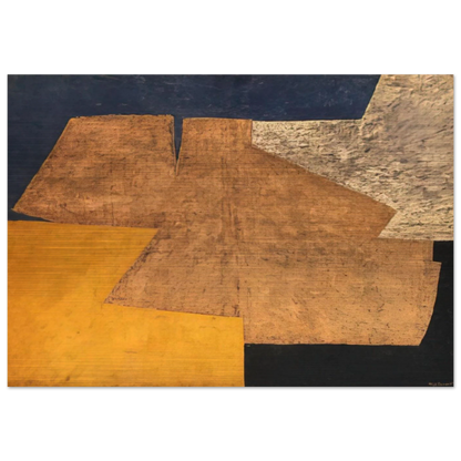 Composition jaune, mauve, bleu et noir La table d'or - 1952 - Serge Poliakoff Brushed Aluminum Print - 70x100 cm / 28x40 inches | Serge Poliakoff Aluminum Print | Serge Poliakoff Prints