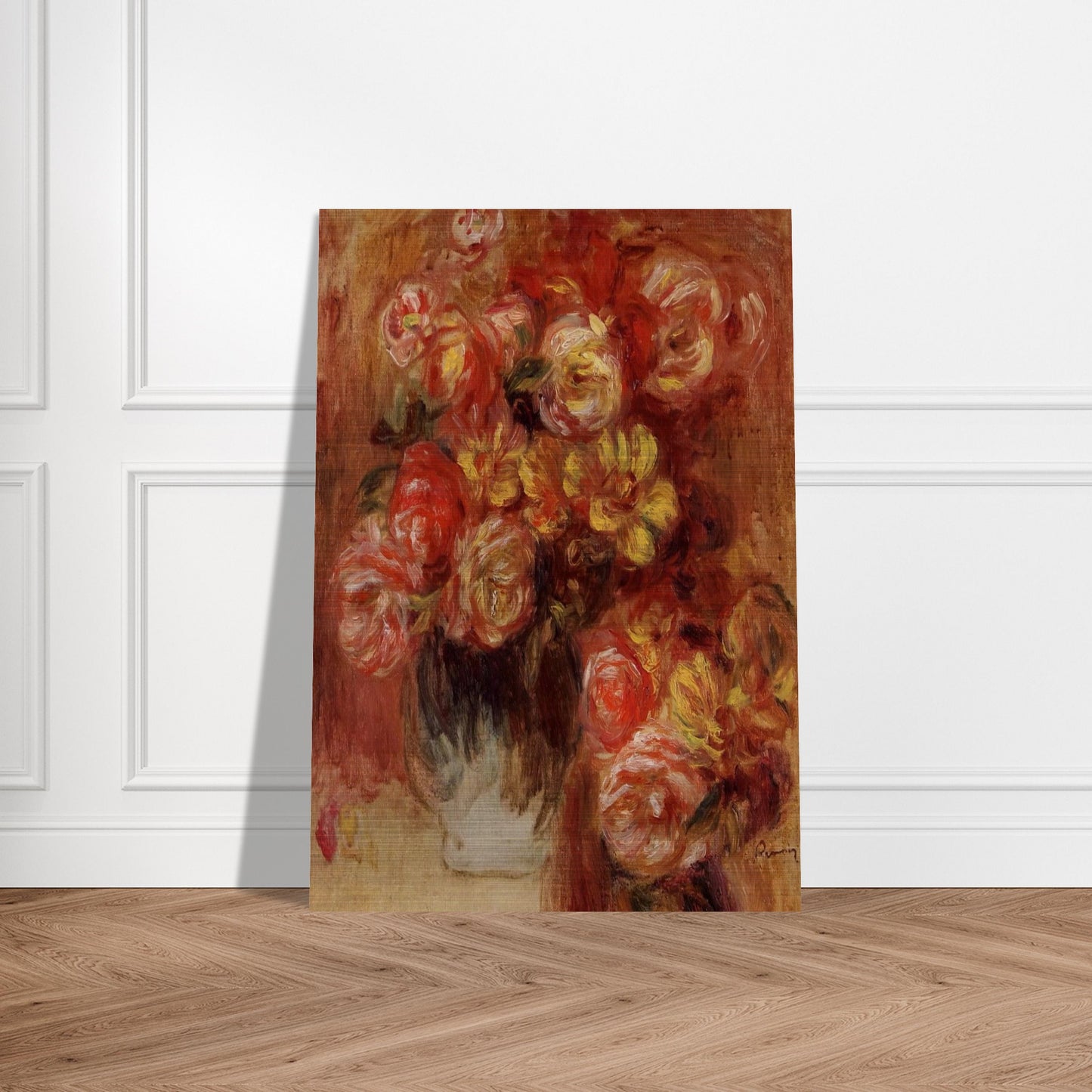 Vase of Roses - Pierre-Auguste Renoir Brushed Aluminum Print - 70x100 cm / 28x40 inches | Pierre-Auguste Renoir Aluminum Print | Pierre-Auguste Renoir Prints