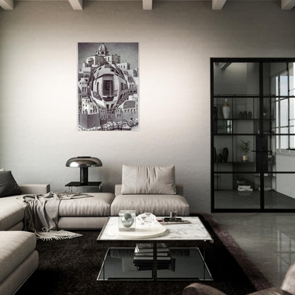 BALCONY - MC Escher Brushed Aluminum Print - 70x100 cm / 28x40 inches | MC Escher Aluminum Print | MC Escher Prints | Maurits Cornelis Escher Prints