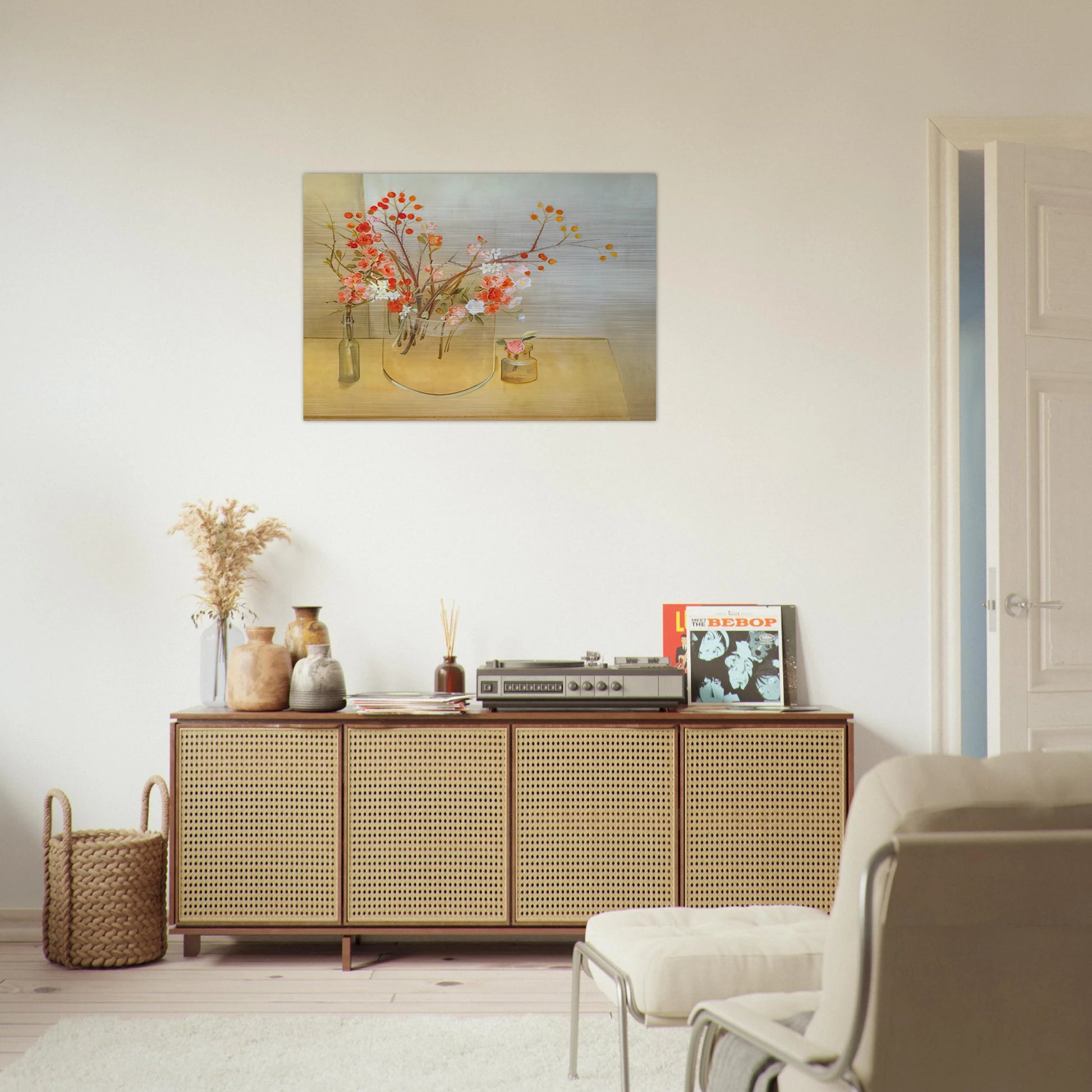Winter Bouquet flowering quince, rosehaws, narcissus, winter rose and camellia - 1977 - Morris Graves Brushed Aluminum Print - 70x100 cm / 28x40 inches | Morris Graves Aluminum Print | Morris Graves Prints