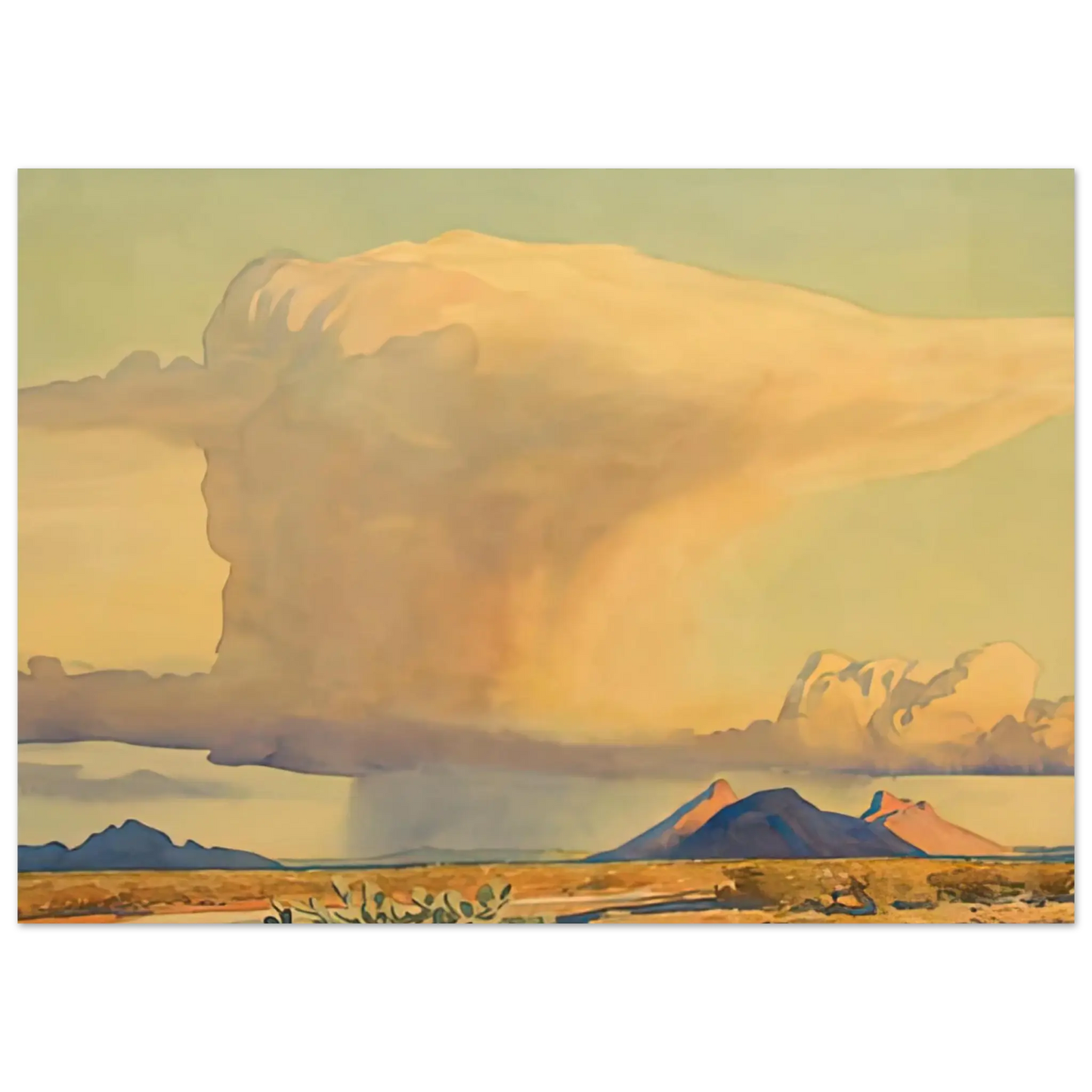 Maynard Dixon - DROUGHT AND DOWNPOUR 1944 Wall art - 27x35 cm / 11x14 Inches - Premium Wooden Framed Poster With Fine Art Paper - Wood frame