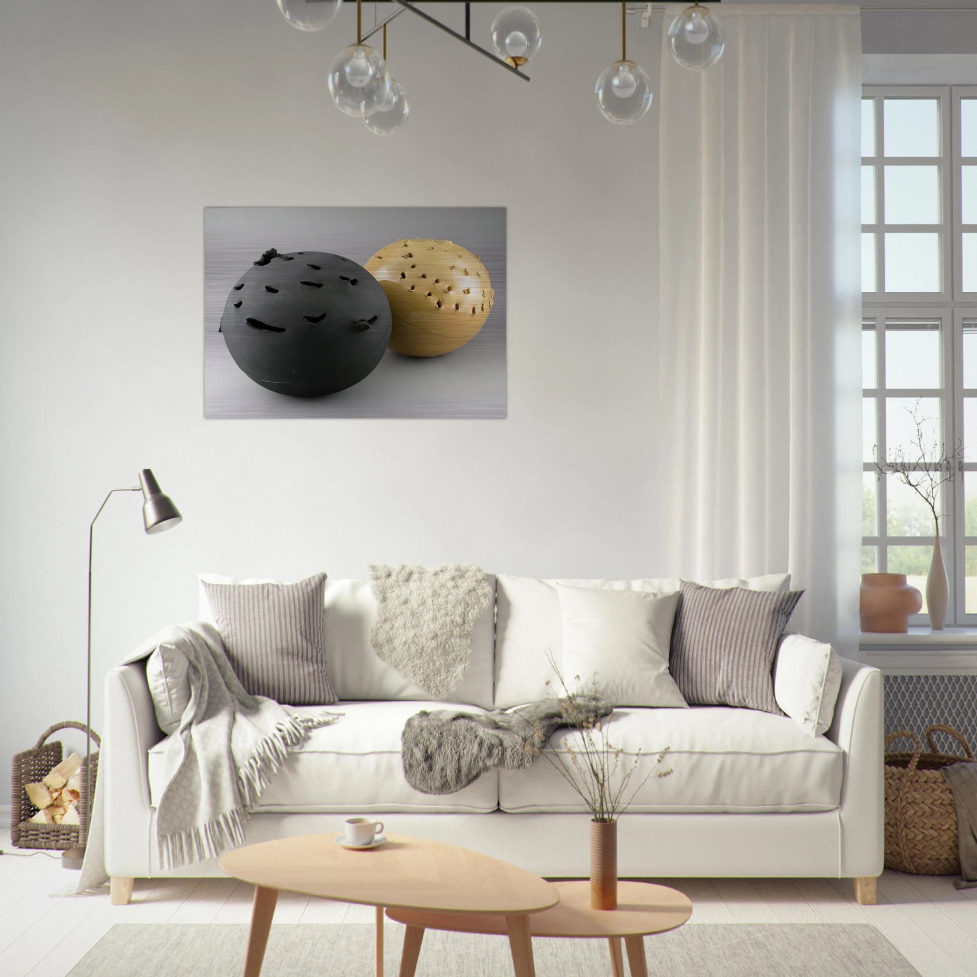 Sphere - 1957 - Lucio Fontana Brushed Aluminum Print - 70x100 cm / 28x40 inches | Lucio Fontana Aluminum Print | Lucio Fontana Prints