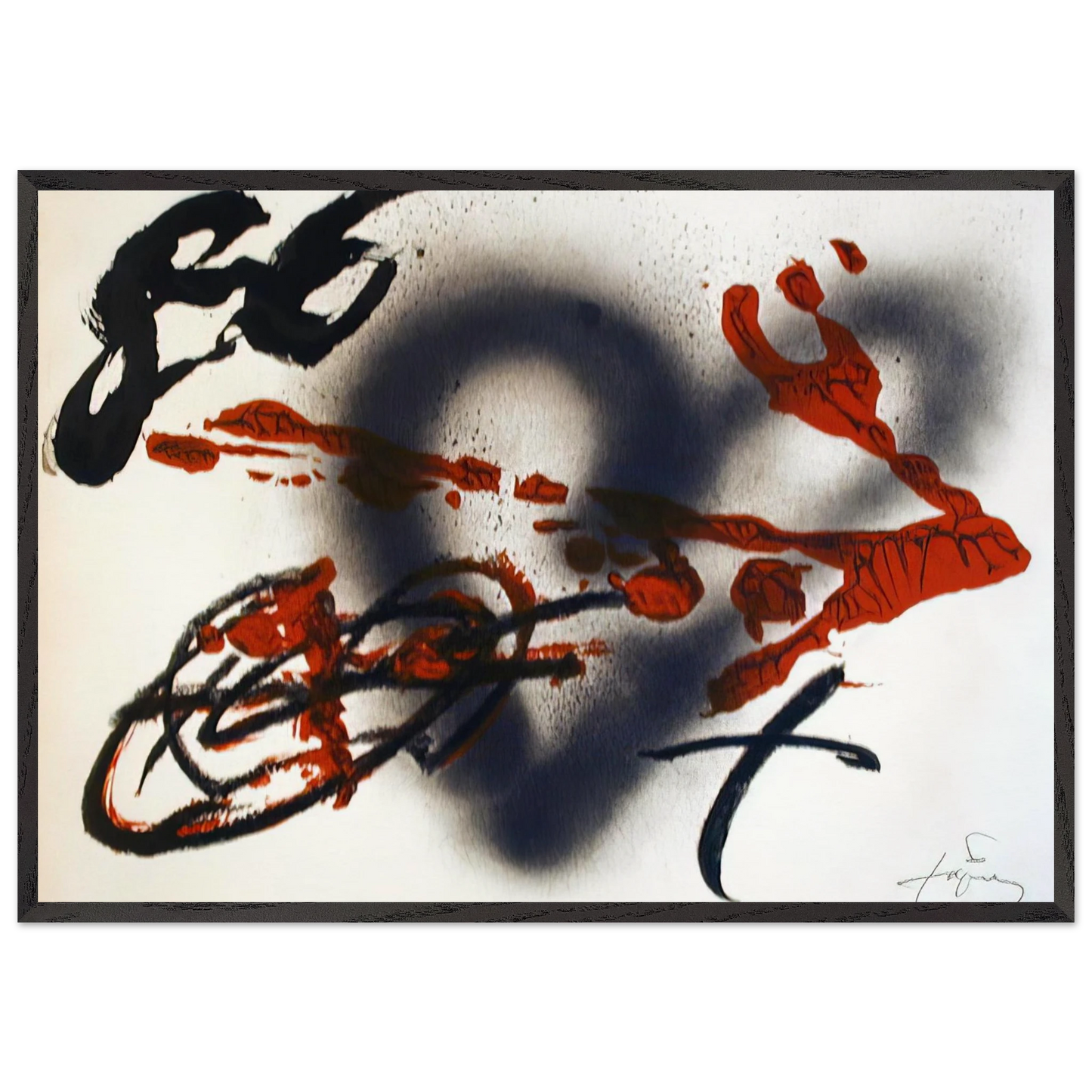 COEUR ET FLECHE 1985 - Antoni Tapies 70x100 cm / 28x40 inches Framed Art Print – Black Wooden Frame
