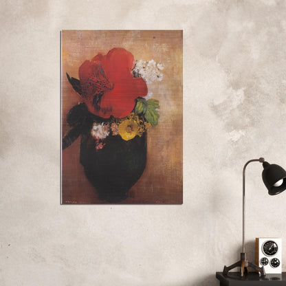 THE RED POPPY - Odilon Redon Brushed Aluminum Print - 70x100 cm / 28x40 inches | Odilon Redon Aluminum Print | Odilon Redon Prints