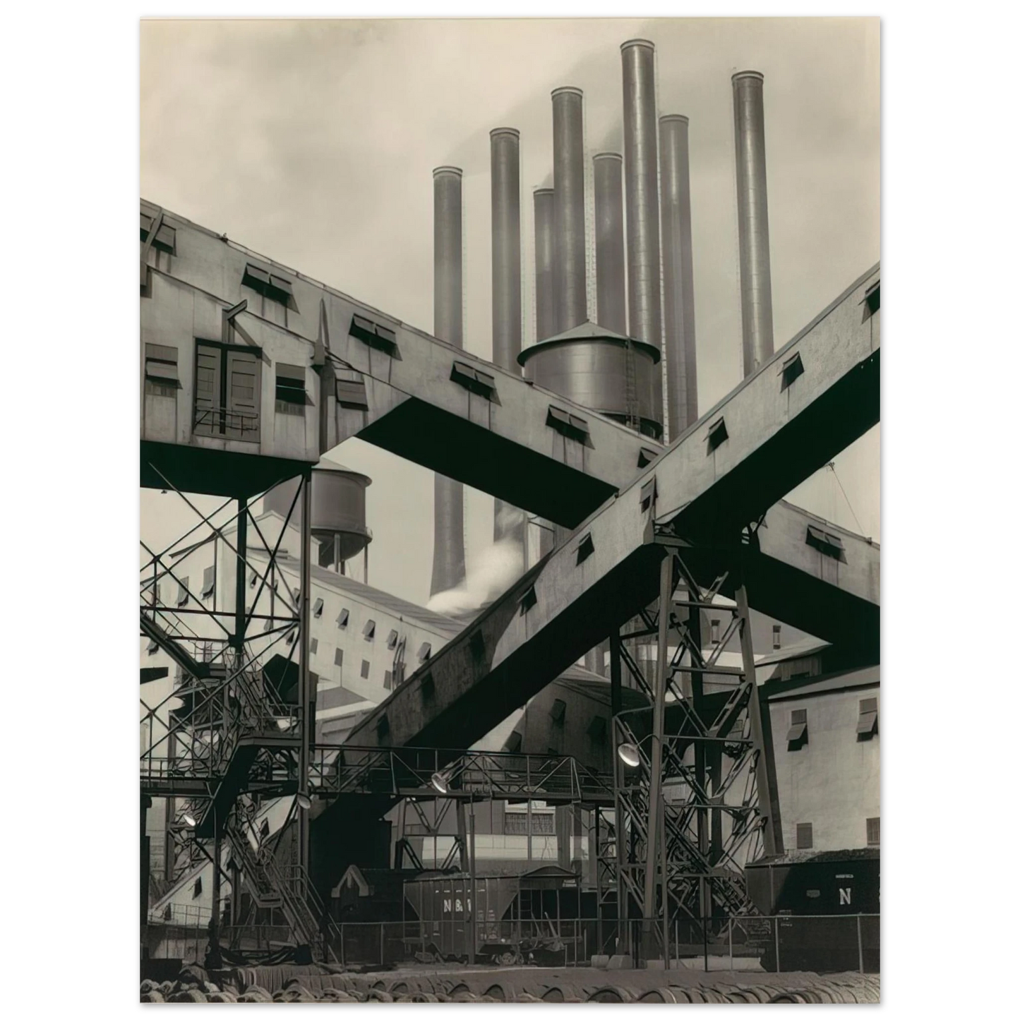 Charles Sheeler - Criss-Crossed Conveyors, River Rouge Plant, Ford Motor Company - 1927  75x100 cm / 30x40inches Fine Art Poster