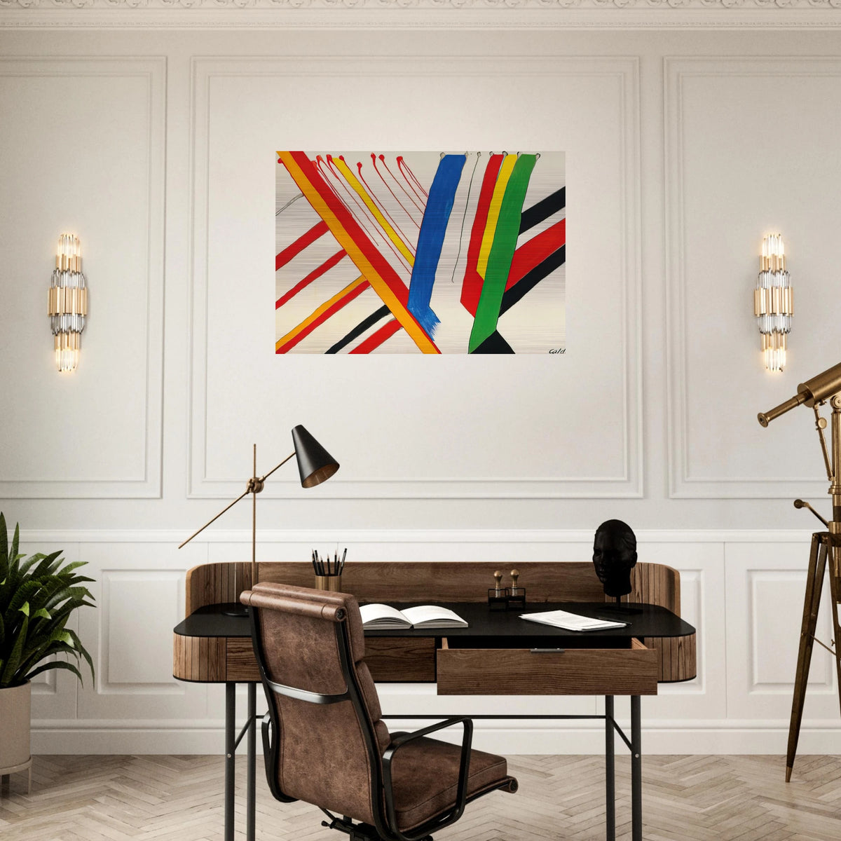 THE GREEN STRIPE 1963 - Alexander Calder Brushed Aluminum Print - 70x100 cm / 28x40 inches | Alexander Calder Aluminum Print | Alexander Calder Prints
