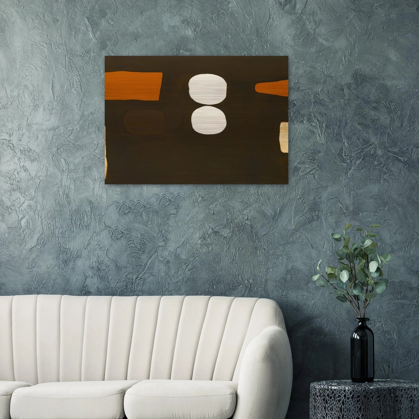 Dark Brown, Orange and White - 1963 - William Scott Brushed Aluminum Print - 70x100 cm / 28x40 inches | William Scott Aluminum Print | William Scott Prints