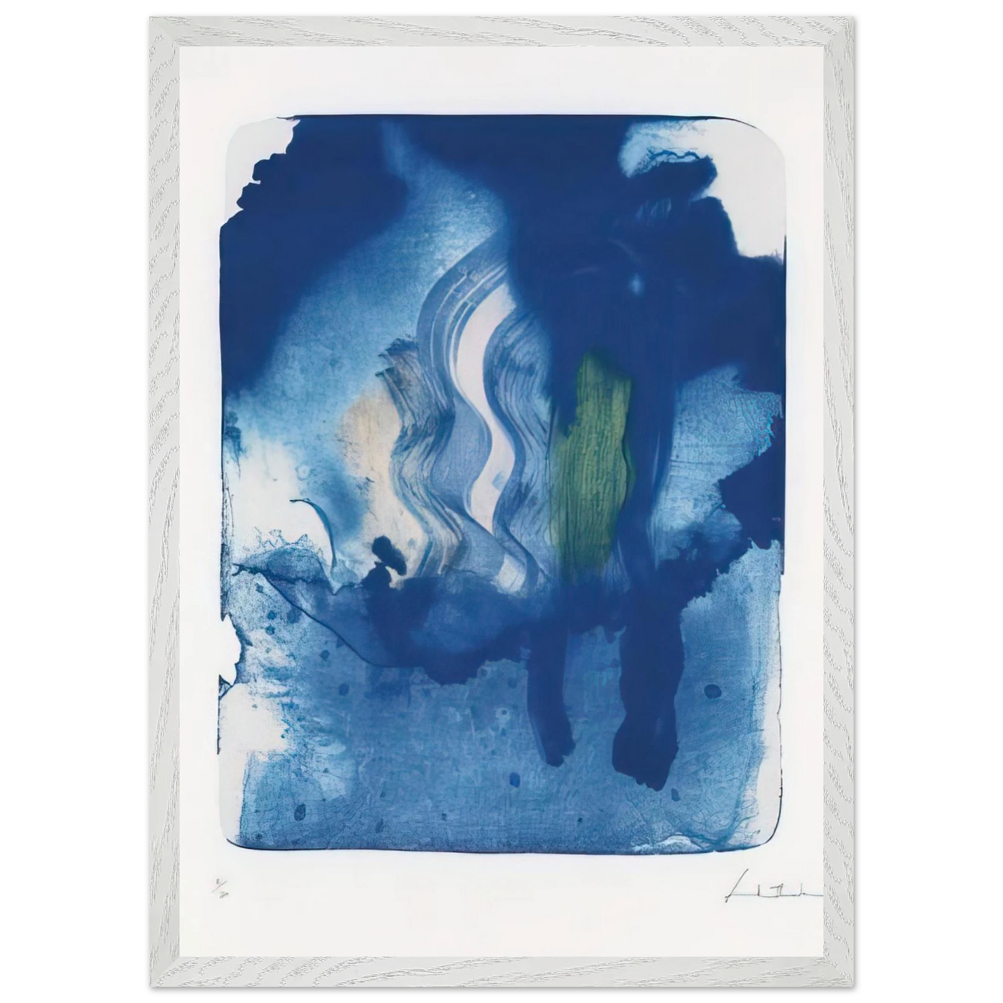 Helen Frankenthaler - Reflections V - 1995 Wall art - 50x70 cm / 20x28 inches - Premium Wooden Framed Poster With Fine Art Paper-canvas - White frame