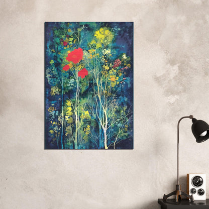 Poppies and Flowers - Eyvind Earle Brushed Aluminum Print - 70x100 cm / 28x40 inches | Eyvind Earle Aluminum Print | Eyvind Earle Prints