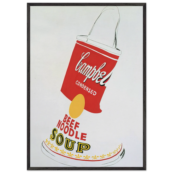Crushed Campbells Soup Can  Beef Noodle  - Andy Warhol 70x100 cm / 28x40 inches Framed Art Print – Black Wooden Frame