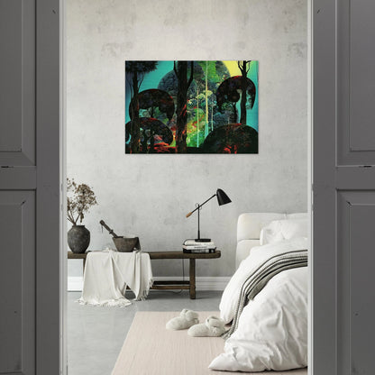 Fired by Sun - Eyvind Earle Brushed Aluminum Print - 70x100 cm / 28x40 inches | Eyvind Earle Aluminum Print | Eyvind Earle Prints