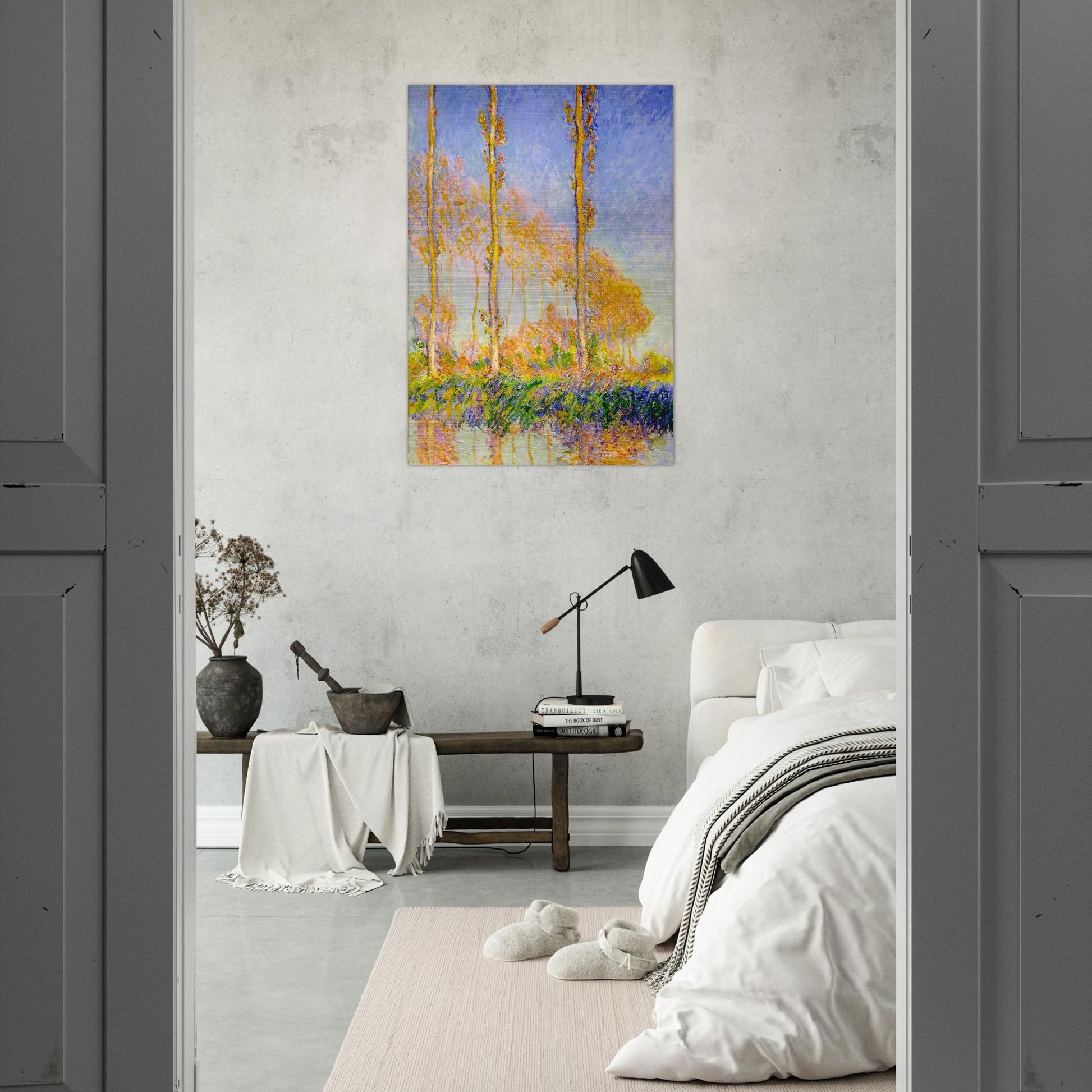 Poplars, Autumn, Pink Effect - claude monet Brushed Aluminum Print - 70x100 cm / 28x40 inches | claude monet Aluminum Print | claude monet Prints