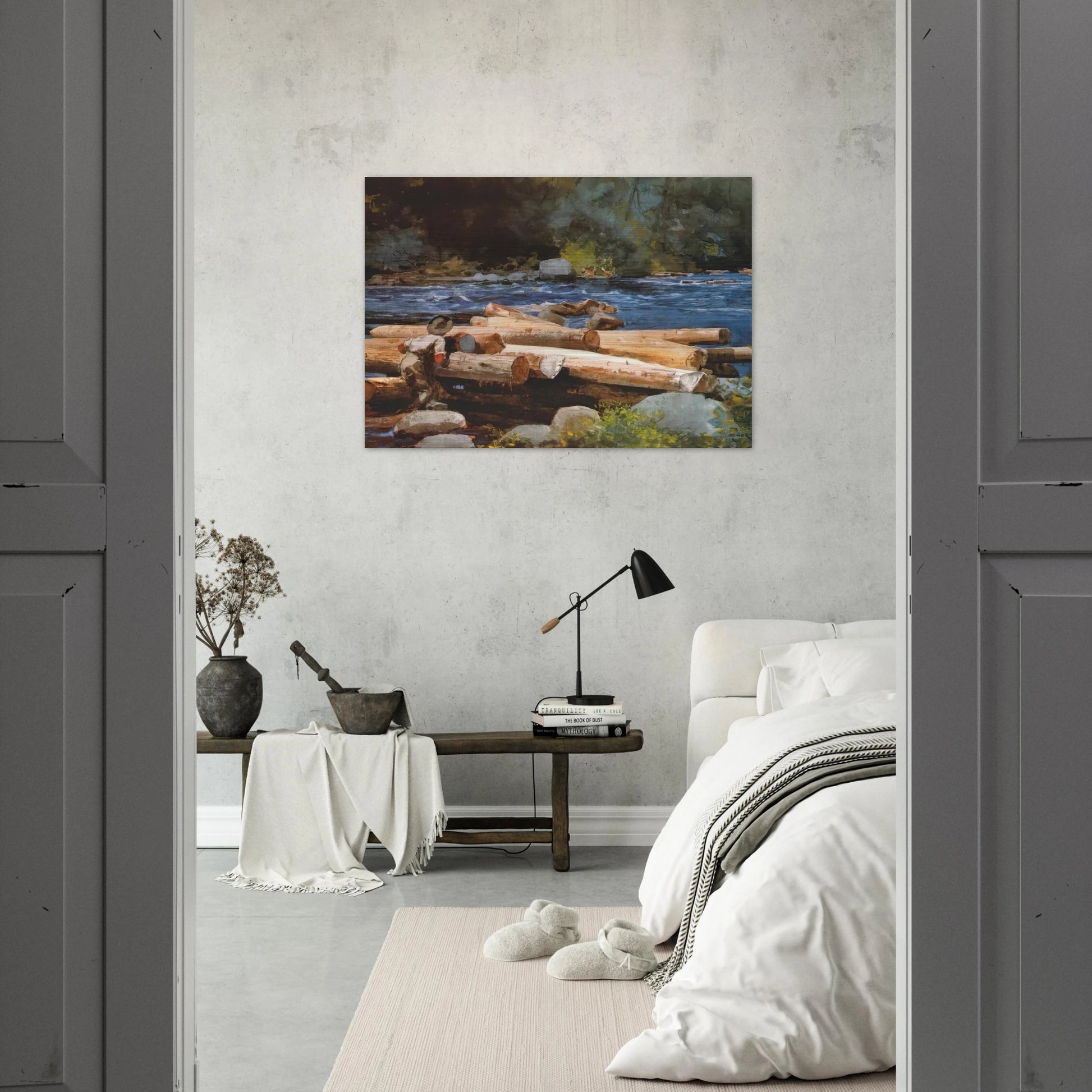 HUDSON RIVER - Winslow Homer Brushed Aluminum Print - 70x100 cm / 28x40 inches | Winslow Homer Aluminum Print | Winslow Homer Prints