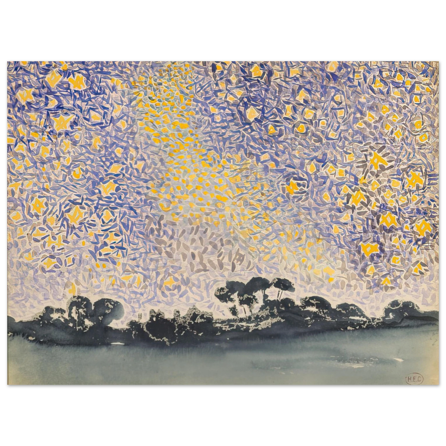 Henri-Edmond Cross - Landscape with Stars  75x100 cm / 30x40inches Fine Art Poster