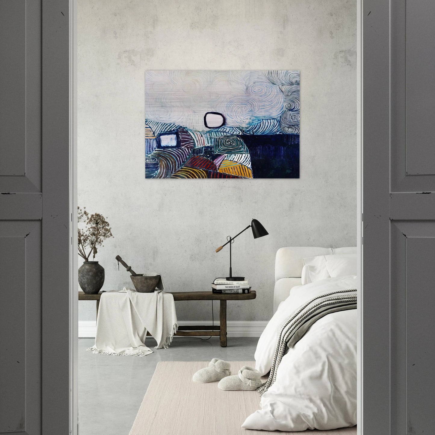 Spiral Development in Green Violet Blue  Gold - 1951 - Victor Pasmore Brushed Aluminum Print - 70x100 cm / 28x40 inches | Victor Pasmore Aluminum Print | Victor Pasmore Prints