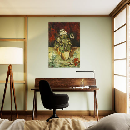 Geranium in a Flowerpot - Vincent van Gogh Brushed Aluminum Print - 70x100 cm / 28x40 inches | Vincent van Gogh Aluminum Print | Vincent van Gogh Prints