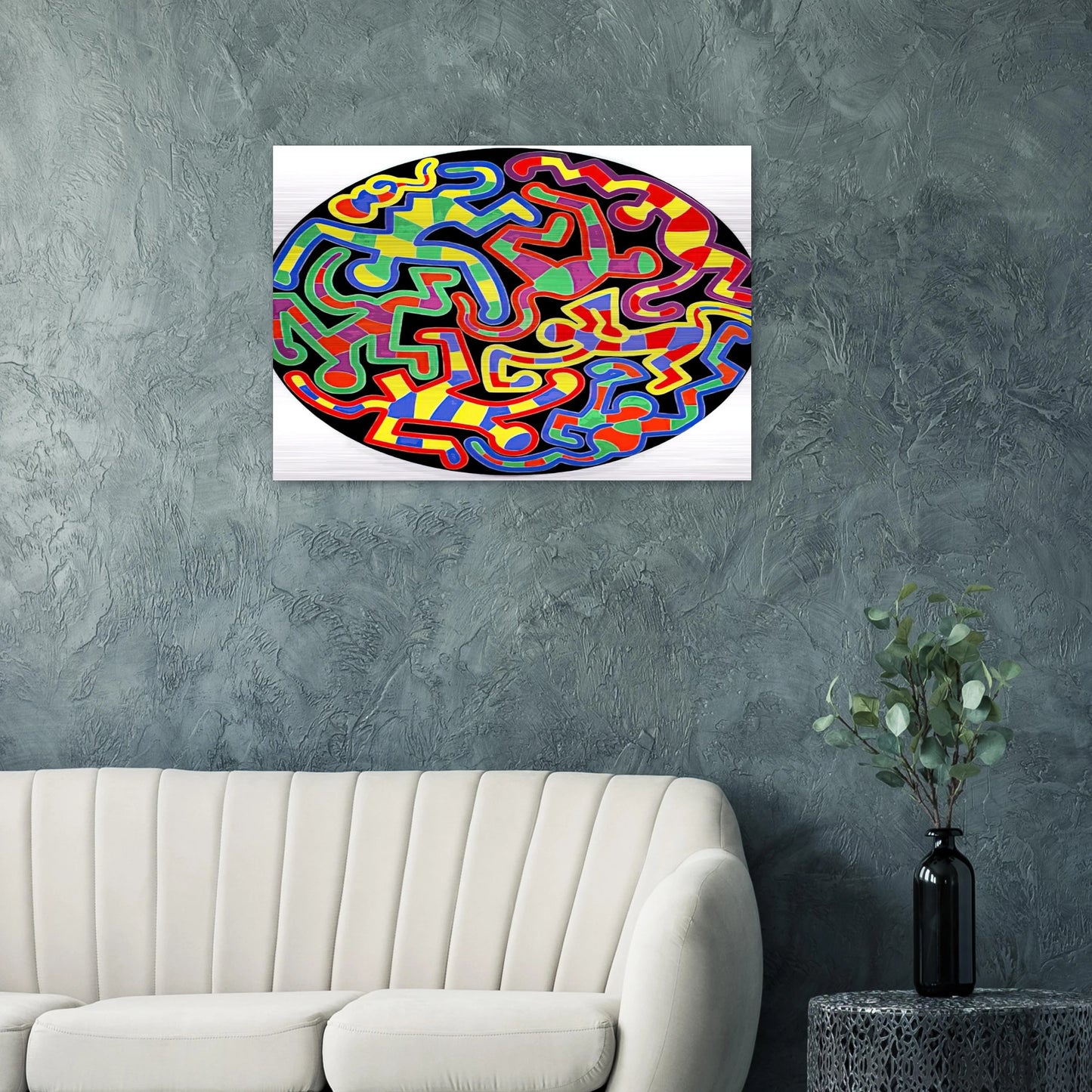 MONKEY PUZZLE 1988 - Keith Haring Brushed Aluminum Print - 70x100 cm / 28x40 inches | Keith Haring Aluminum Print | Keith Haring Prints