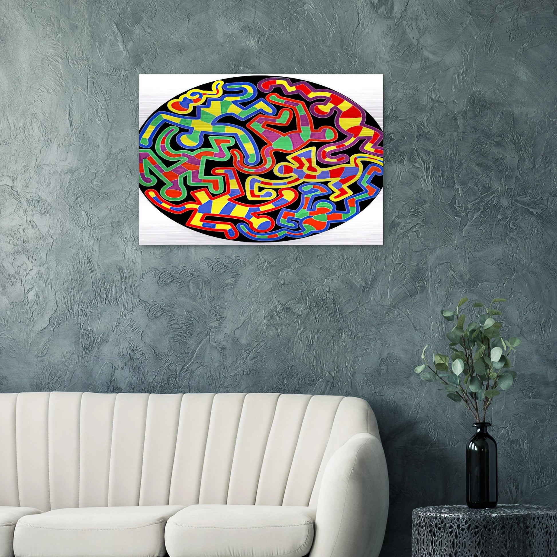 MONKEY PUZZLE 1988 - Keith Haring Brushed Aluminum Print - 70x100 cm / 28x40 inches | Keith Haring Aluminum Print | Keith Haring Prints