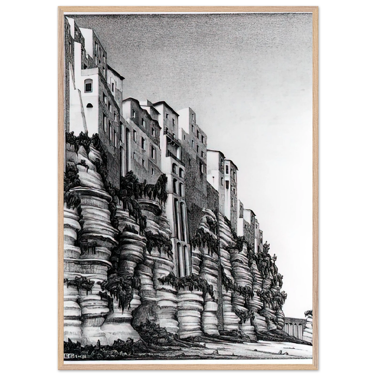 MC Escher - TROPEA CALABRIA Wall art - A3 (29.7 x 42  cm) - Premium Wooden Framed Poster With Fine Art Paper-canvas - Wood frame