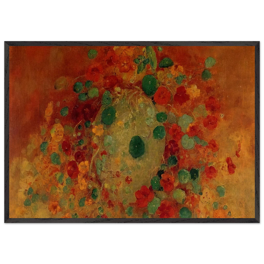NASTURTIUMS - Odilon Redon 70x100 cm / 28x40 inches Framed Art Print – Black Wooden Frame